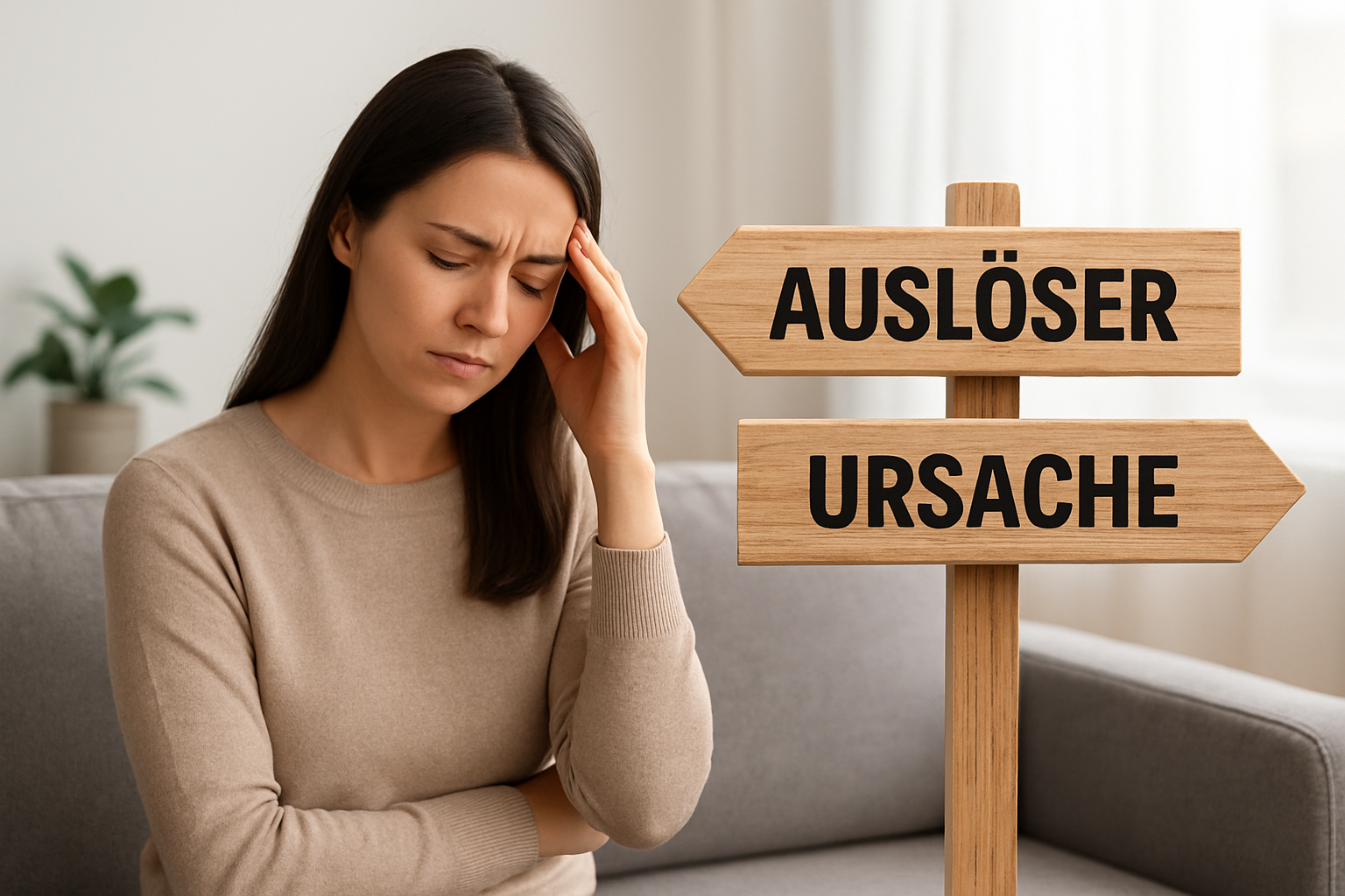 Illustration: Unterschied zwischen Auslöser und Ursache von Gefühlen in der Gewaltfreien Kommunikation